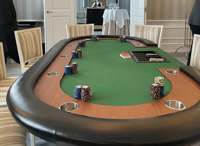 Pokerbord med jetonstakke